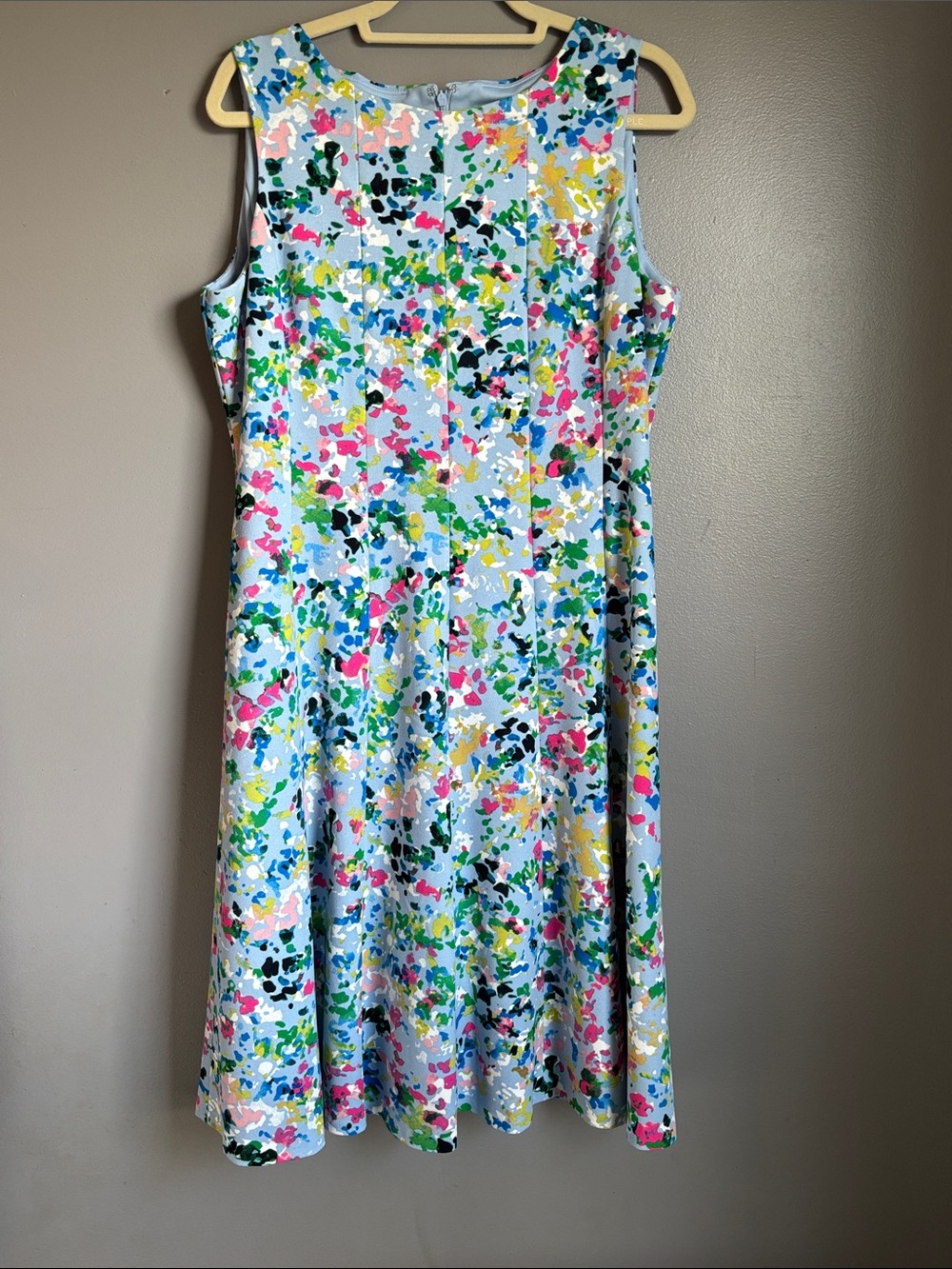 Anne Klein Light Blue Floral Print A-Line Dress